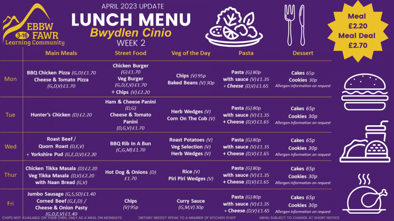 Ecboe lunch menu